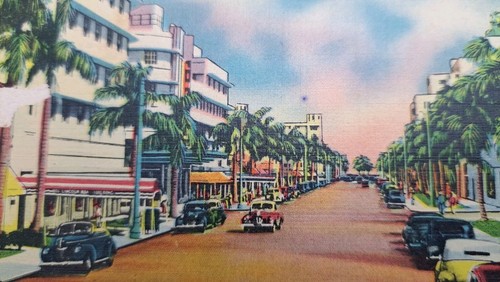 Linen postcard lincoln road - postcard,
